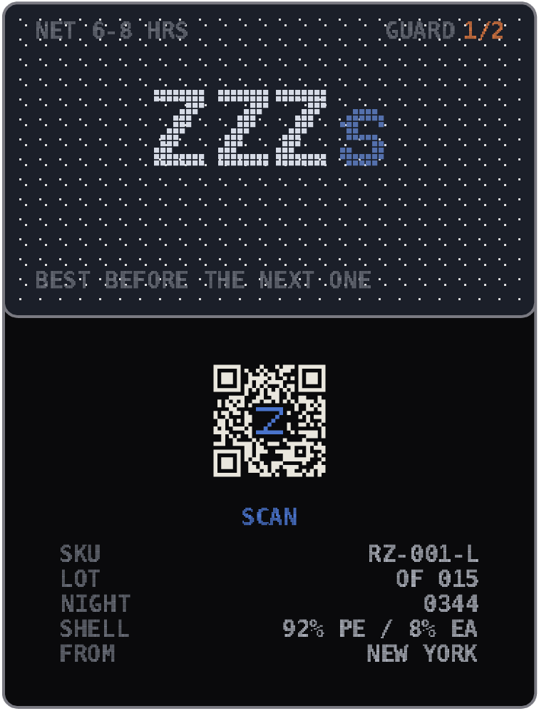 RZ-002, the label, the panel as it prints.