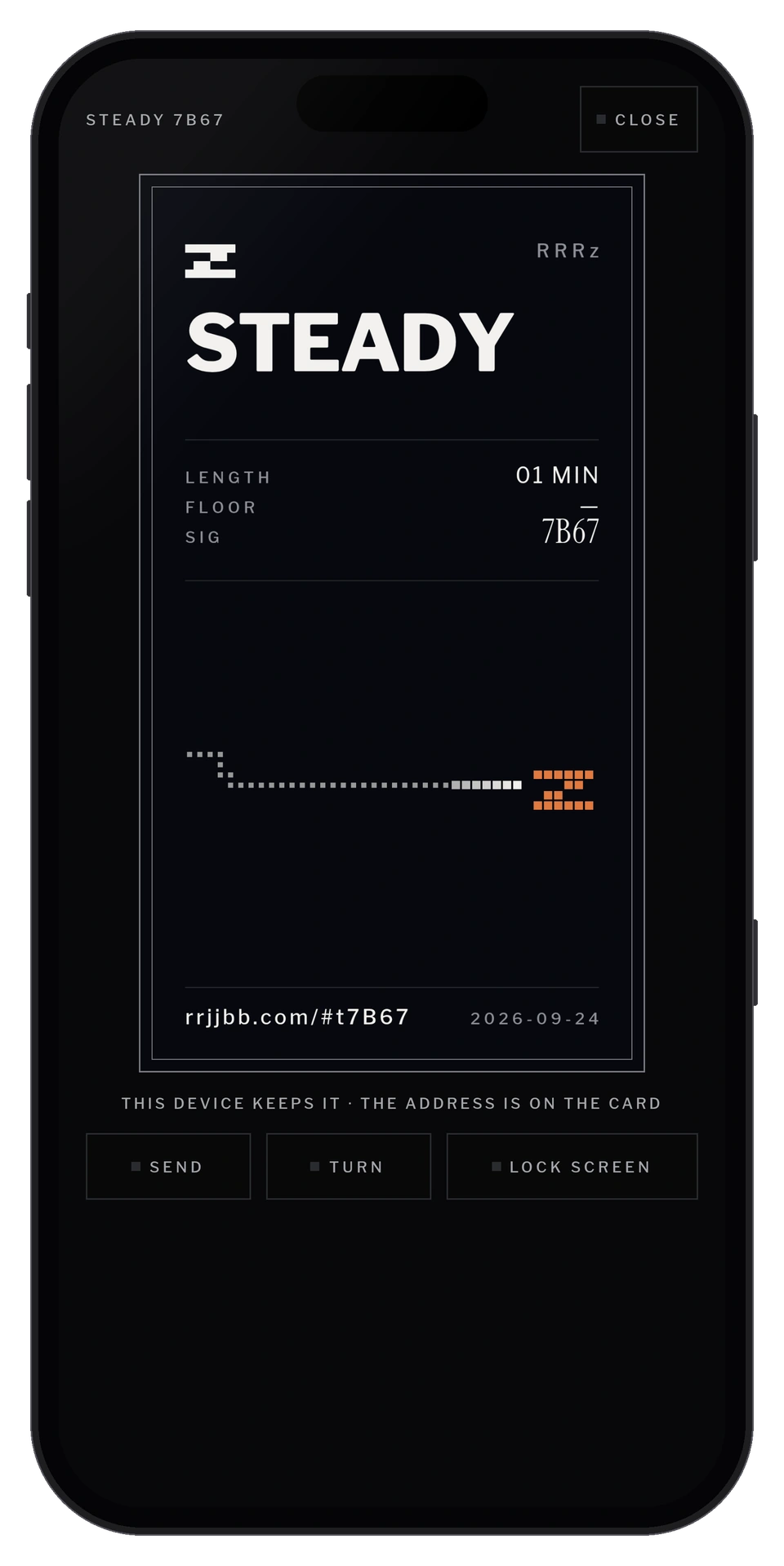 It prints a receipt, never a score. Nothing is measured and nothing is sent.
