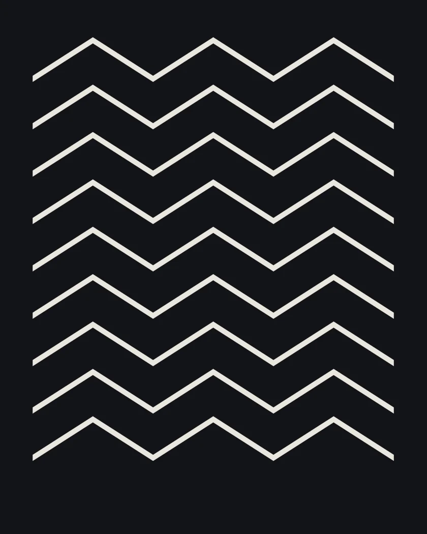 001, The Cloth: rows of one zigzag thread, stacked evenly down the plate. Bone thread on black.