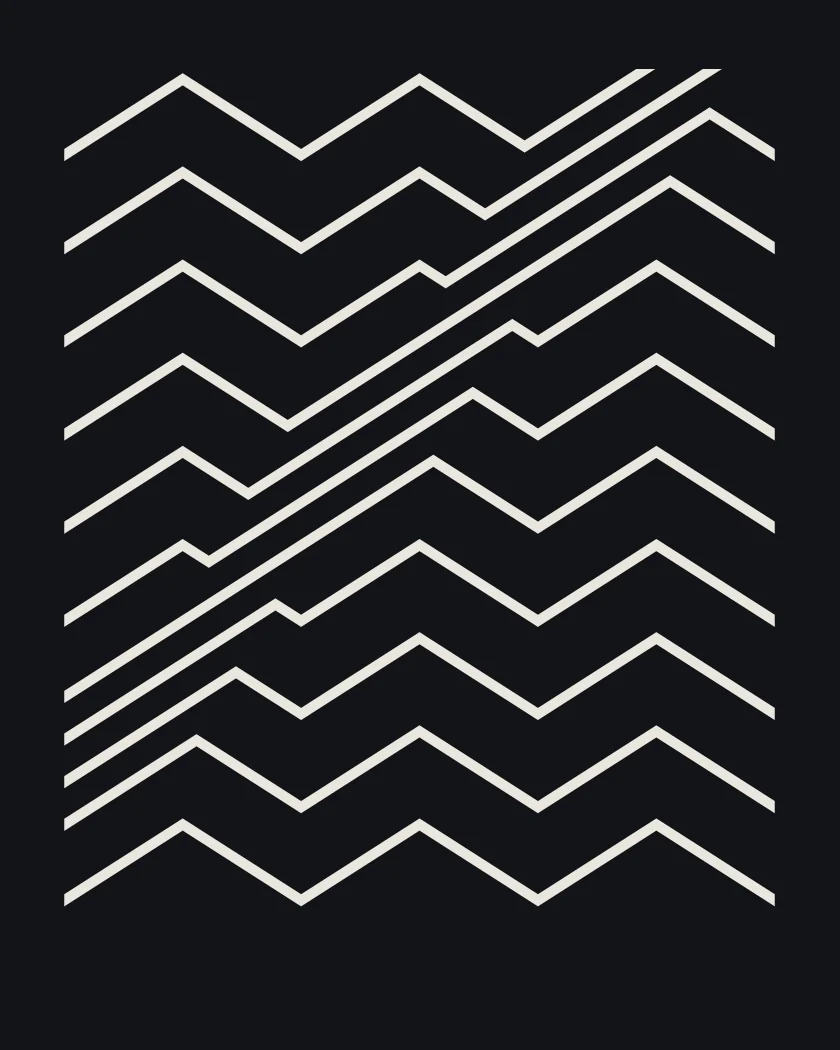 048, The Crest: rows of zigzag crossed by one band of threads running corner to corner. Bone thread on black.